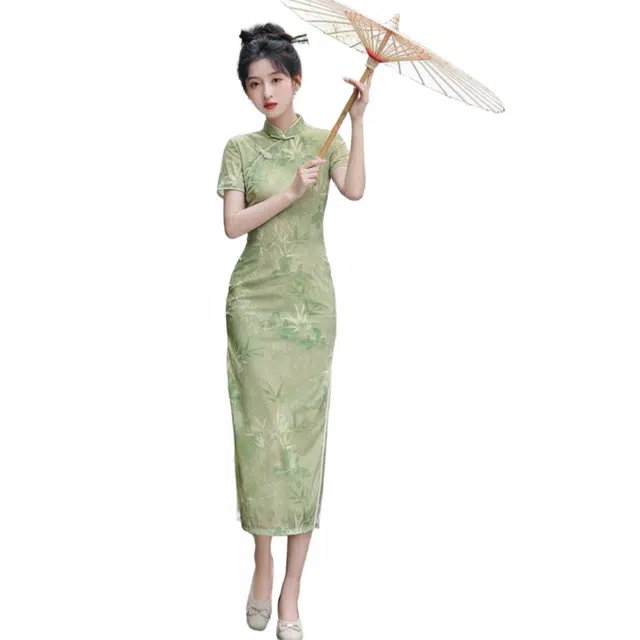一碗士多 夏季年轻款高端长款日常改良高考中考一路绿灯旗袍 女款