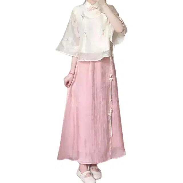 丝絮丝绸 新中式复古刺绣文艺民国风两件套裙装套装 女款