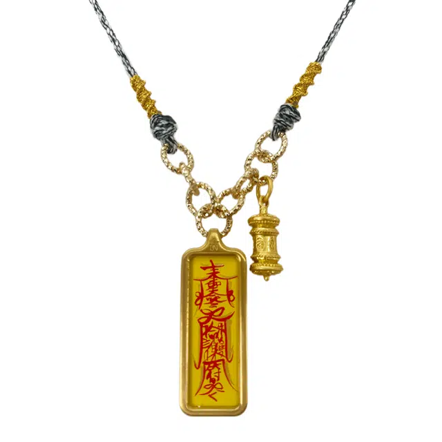 花茜樱 原创设计 护身平安符 新中式国风国潮手写手工编绳小众招财转运纳福好运 合金 项链 男女同款情侣款