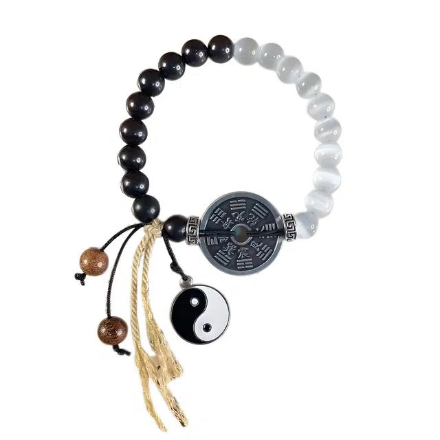 素于 国潮潮流创意小众轻奢高级感流苏佛珠诸事顺利招财纳福转运珠复古#好运 黑檀 手串 男女同款情侣款