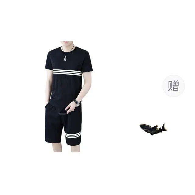 大白鲨 夏季潮流欧版时尚两件套套装 男款