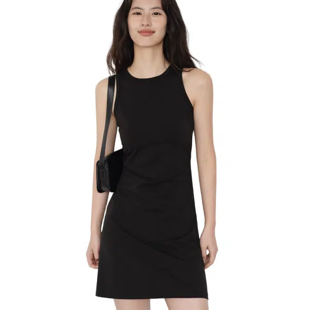 苏九儿  辣妹显瘦小黑裙背心休闲收腰无袖连衣裙 女款