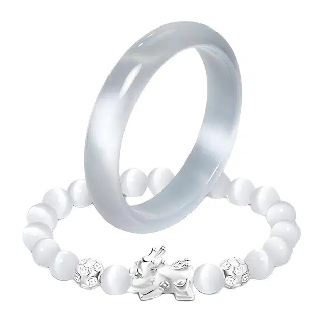 琉堇 白月光一步一响新中式国潮古风 轻奢高级清冷感极简风 潮流年轻气质百搭温润手饰显白 招财吸金貔貅#好运 玻璃猫眼 手镯 女款