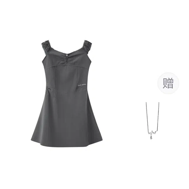 识恩 美式性感辣妹收腰显瘦一字肩女高级感包臀吊带连衣裙 女款