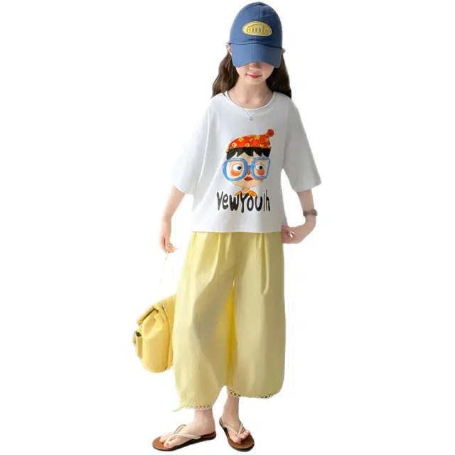 木木兔休闲运动套装 时髦洋气短袖潮流时尚女孩宽松舒适两件套