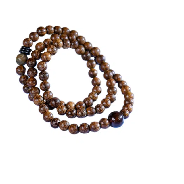 素于 国潮文玩潮流创意小众轻奢高级感双圈佛珠诸事顺利招财纳福转运珠复古盘玩念珠手饰#好运 金丝檀木 手串 男女同款情侣款