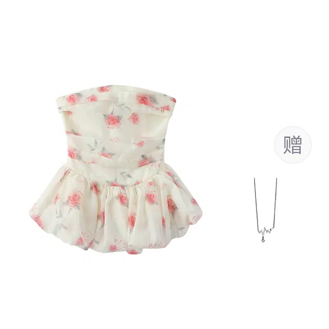 识恩  甜美设计感碎花背心女夏季法式绝美气质减龄收腰连衣裙 抹胸 女款