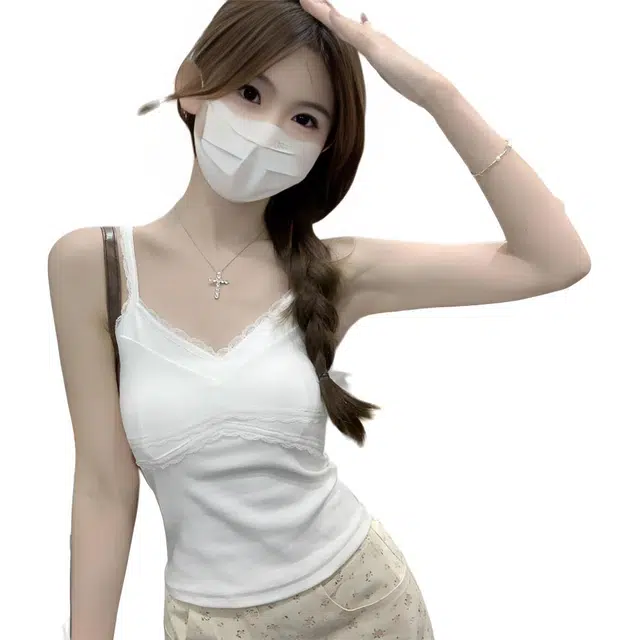 思蓓儿 韩版修身纯欲蕾丝拼接设计感显瘦吊带 女款