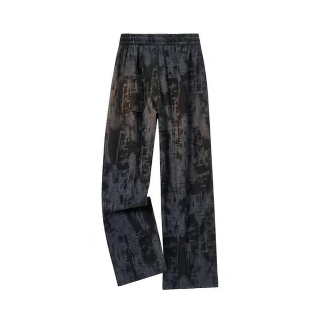 华夏儿女 美式高街复古扎染迷彩工装系带宽松直筒百搭运动休闲裤 男女同款