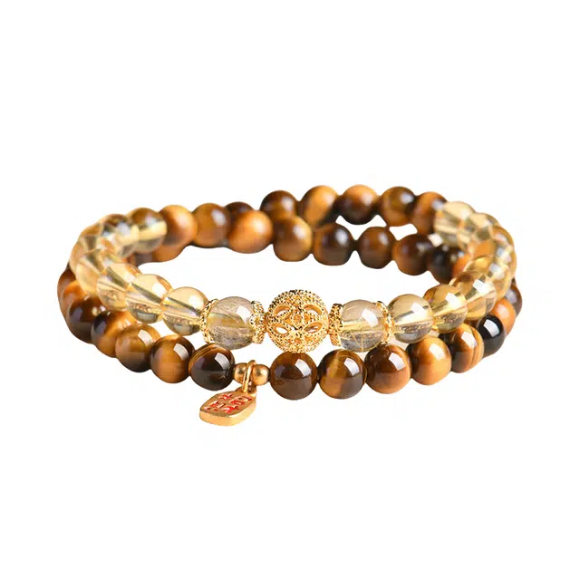 子婳 八方来财招财转运珠新中式国潮复古小众精致时尚轻奢双圈叠戴高级感首饰#好运 虎眼石 手串 女款