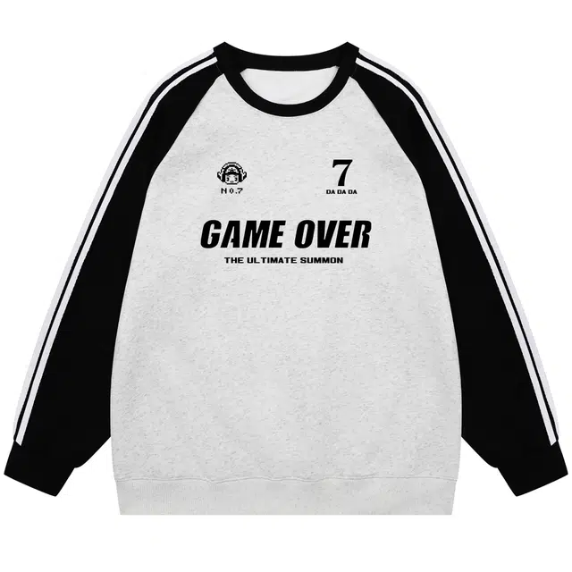 王者荣耀 鲁班七号款 美式街头复古拼色撞色插肩袖宽松柔软亲肤百搭潮流套头长袖卫衣 男女同款