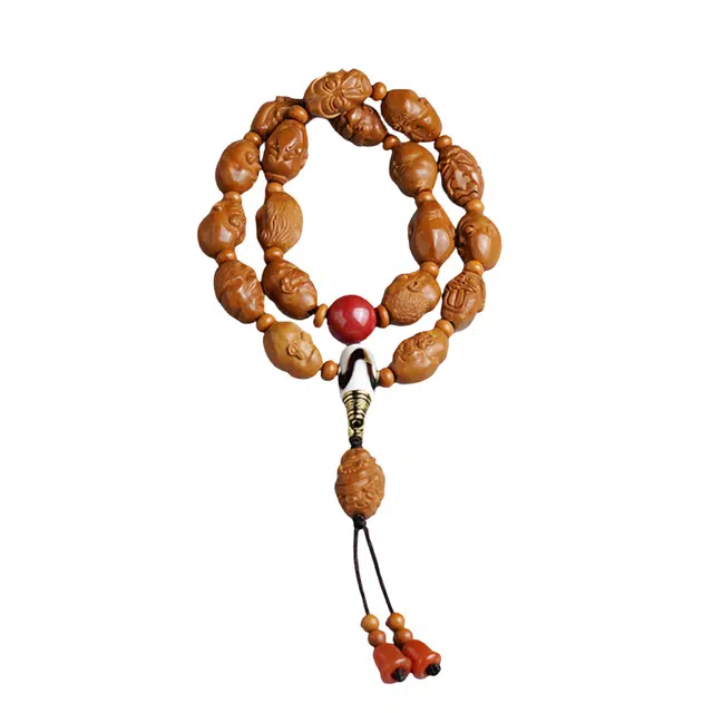 宣华意 【十八罗汉】高端文玩串珠大籽精品雕刻盘玩天珠配饰高油#好运 橄榄核 手串 男女同款情侣款