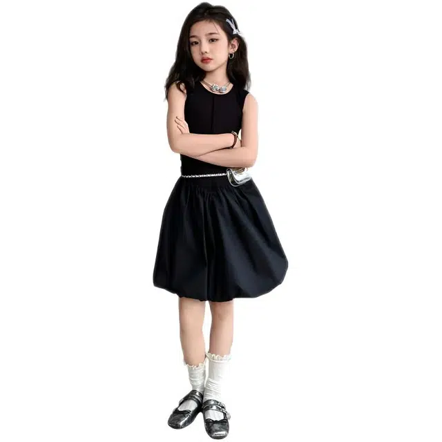 木木兔连衣裙 时髦洋气夏季薄款舒适中大童时尚百搭个性女孩甜美风蓬蓬裙子