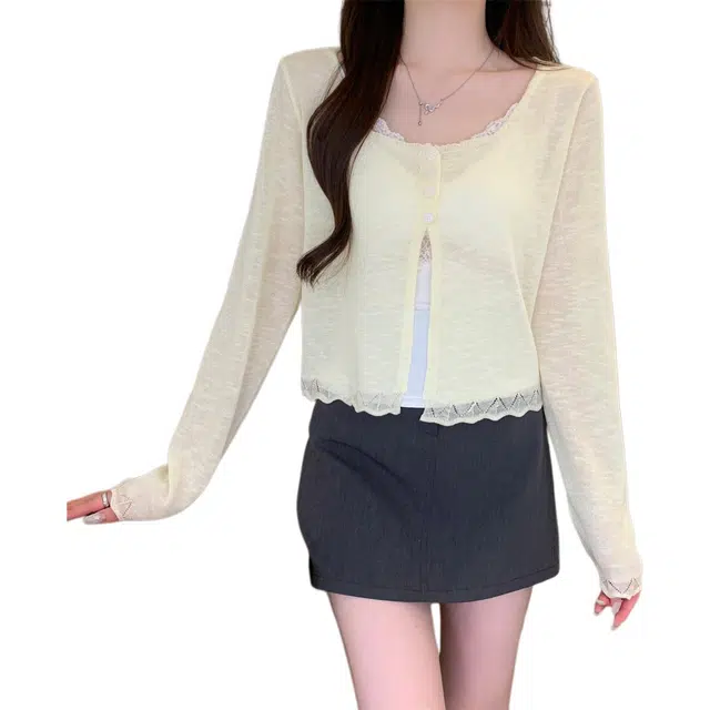 思蓓儿 韩版气质方领竹节麻短款截短外套 女款