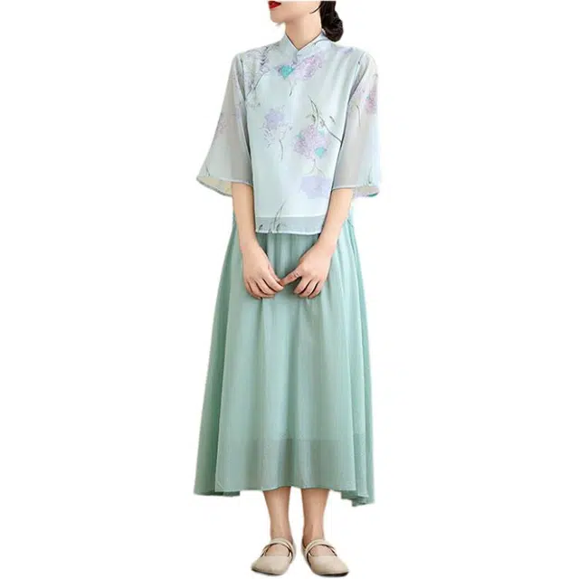 丝絮丝绸 新中式文艺典雅复古汉服设计裙装套装 女款