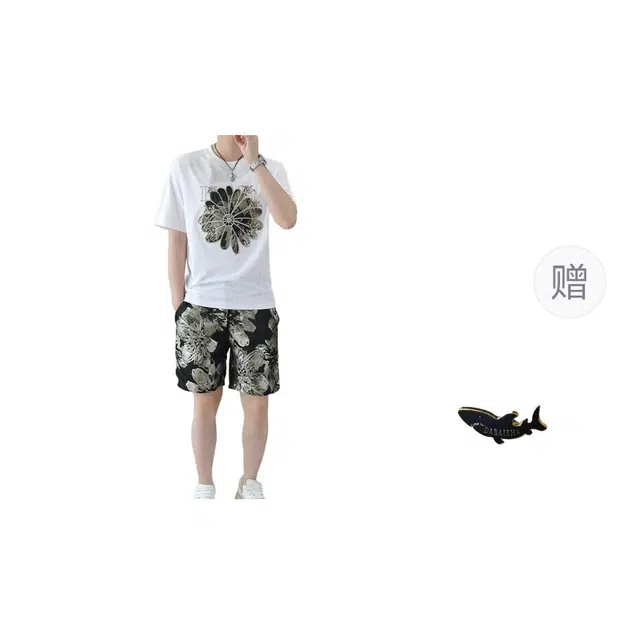 大白鲨 欧货潮流时尚短袖短裤套装 男款