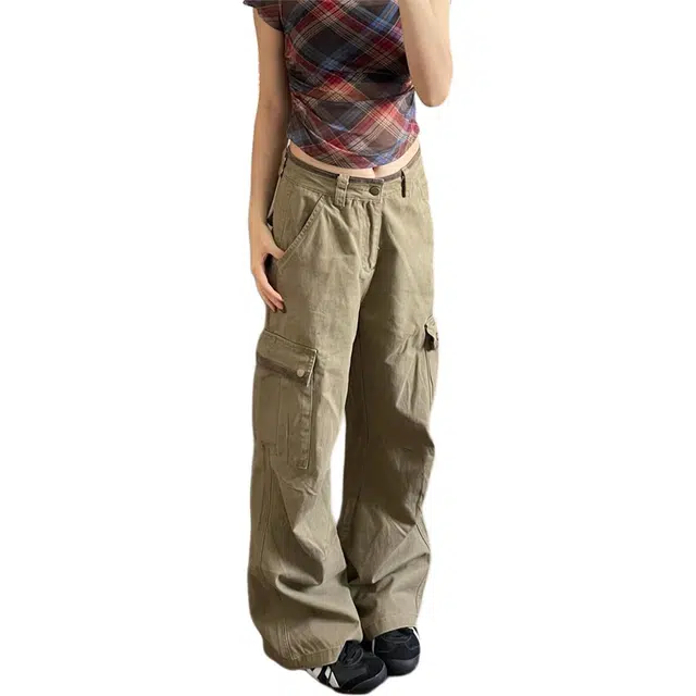 徐百货 美式复古多口袋工装裤伐木裤子宽松阔腿直筒长裤休闲裤 男女同款