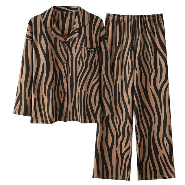 俏韵 翻领长袖长裤简约甜美可爱薄款家居服可外穿睡衣套装 女款