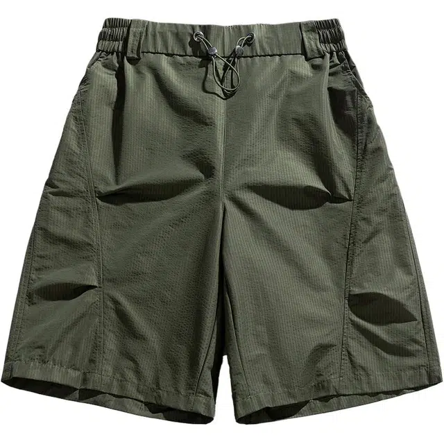 【dme】 美式简约捏褶工装五分裤夏季潮牌薄款冰丝透气运动裤子宽松时尚情侣舒适百搭直筒阔腿休闲短裤 男女同款