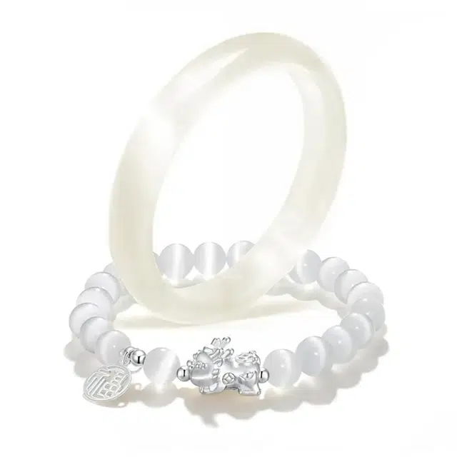 【招财磁场】 琉堇 财运亨通透亮美人条 升职加薪暴富来财新中式国风优雅显白气质 古色古香轻奢百搭高级感#好运 玻璃猫眼 手镯 女款