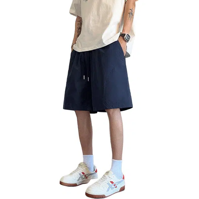 加荣 美式山系多功能斜切速干冰丝运动篮球潮流拼接宽松工装裤薄款休闲短裤 男女同款