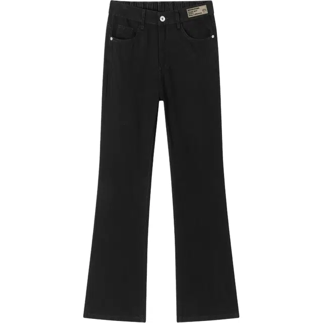 华夏儿女 美式高街风微喇纯色复古休闲通勤长牛仔裤 男女同款