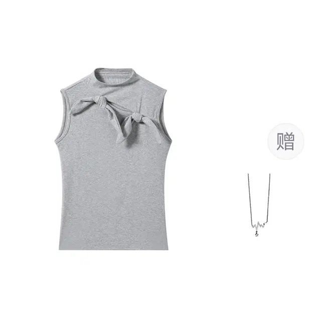识恩 纯欲风小众蝴蝶结无袖上衣修身显瘦百搭 背心 女款