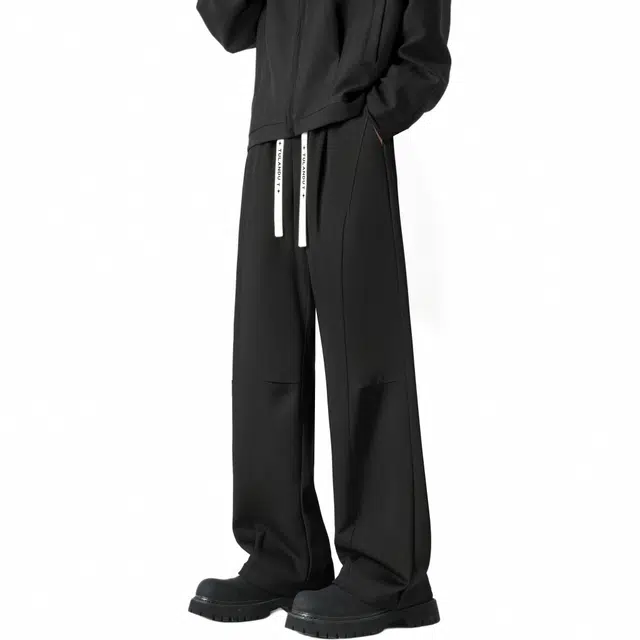 图兰朵 夏季美式基础款潮流街头痞帅简约纯色宽松凉感柔软垂感拖地透气高街户外山系运动百搭学院风无性别直筒休闲裤 男女同款