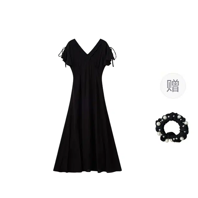 雾闪闪 简约时尚舒适百搭短袖连衣裙 女款