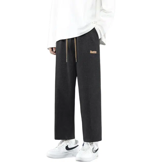 么宁 美式复古宽松直筒舒适透气潮流时尚个性痞帅运动休闲长裤牛仔裤 男女同款