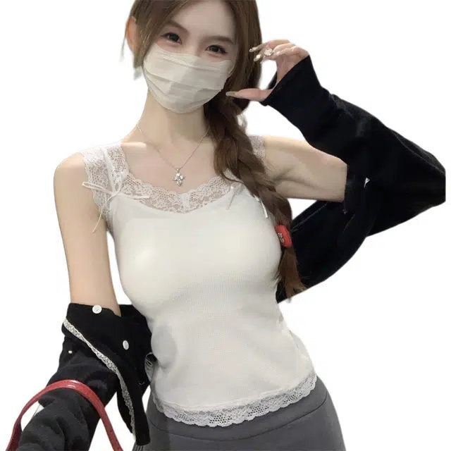 思蓓儿 韩版纯欲修身百搭蝴蝶结内搭吊带 女款