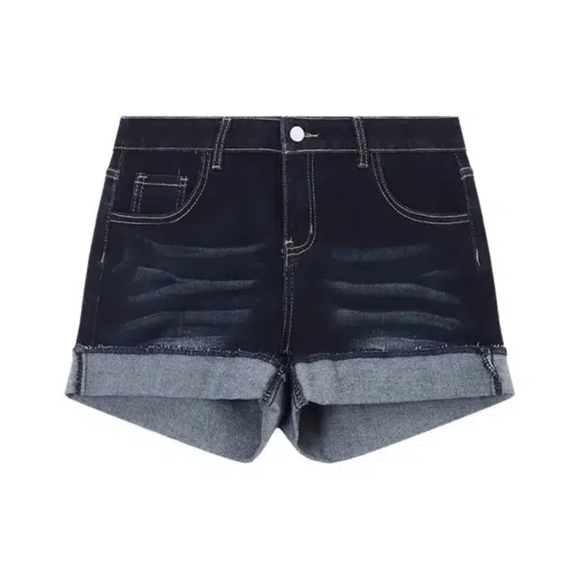 苏九儿 美式翻边性感辣妹低腰显瘦弹力热裤牛仔短裤 女款