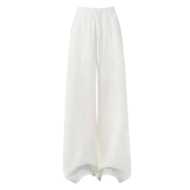 拾籍 美式轻薄透气宽松垂感阔腿裤松紧腰抽绳设计百搭时尚简约休闲裤 女款