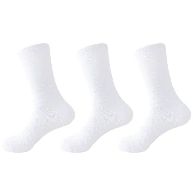 睦隆世家 防滑运动加厚毛巾底舒适简约百搭篮球袜 男款 组合装