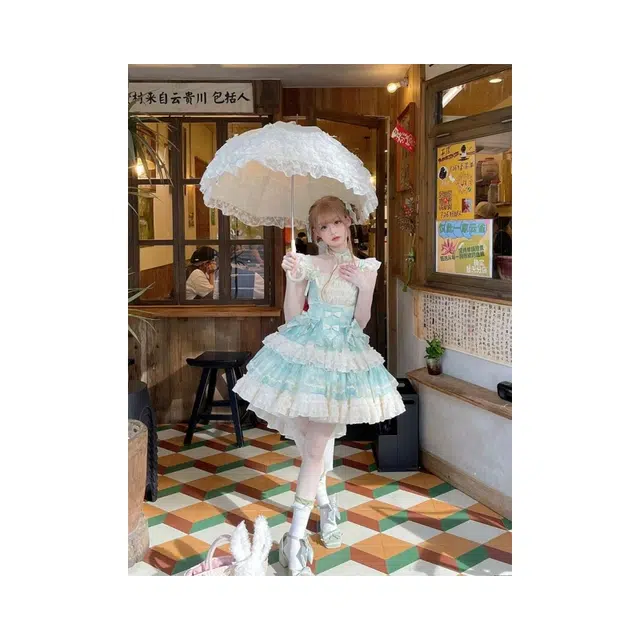 依钗 晕染芭蕾风少女生日约会蛋糕裙千金感萝莉装 女款