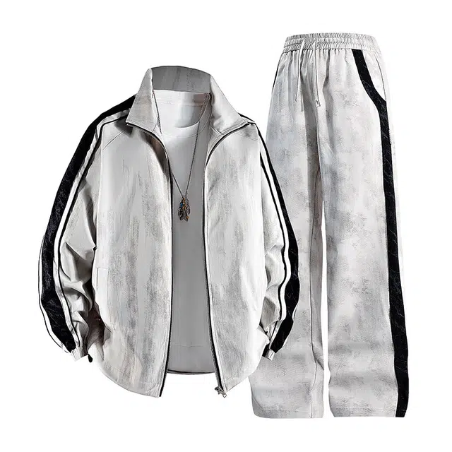 零氏 美式复古基础款直筒垂感休闲运动套装 男女同款