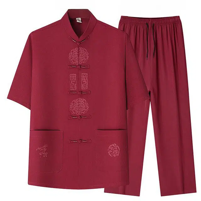 卡丹狄诺 中国风唐装男夏季轻薄舒适国潮爸爸装百搭休闲运动套装 男款