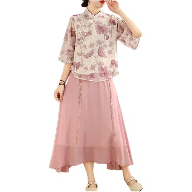 丝絮丝绸 新中式文艺复古典雅国风设计短袖衬衫 女款