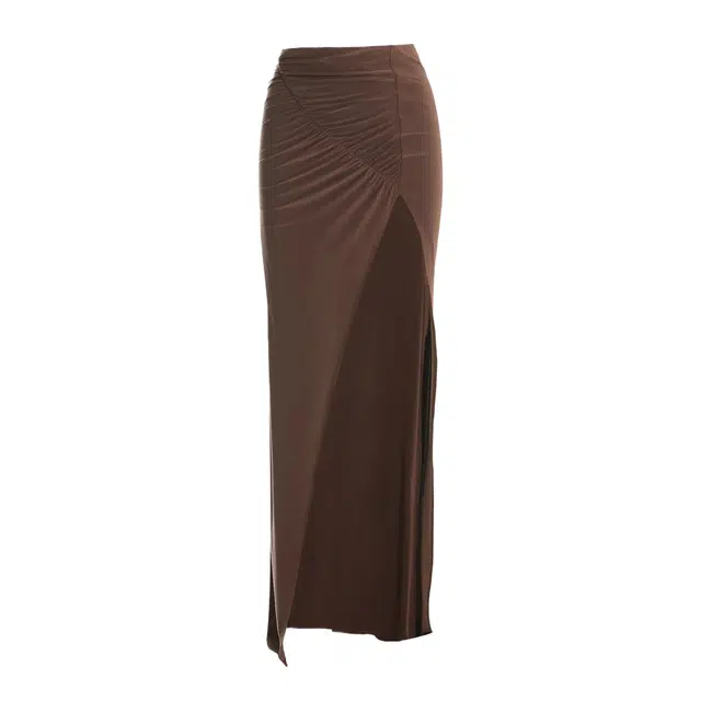 NAKED WARDROBE Ruched Maxi Skirt Hourglass