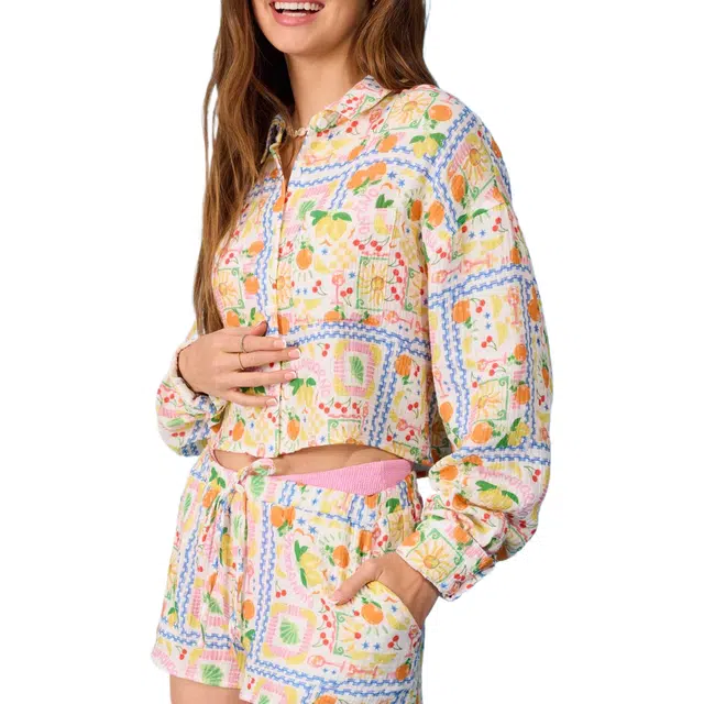 ALTAR'D STATE Button Down Top Amalfi Breeze Amalfi Breeze