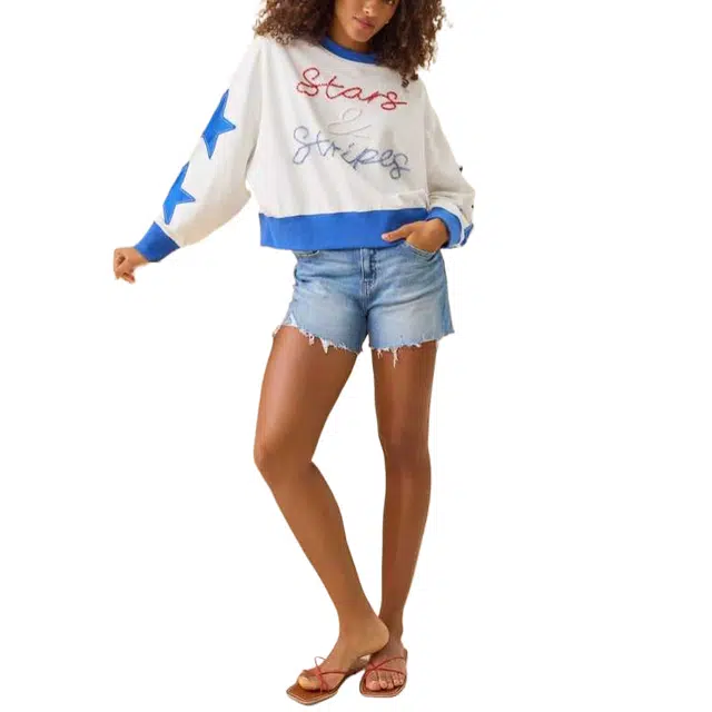 ALTAR'D STATE Stars and Stripes Beaded Crewneck