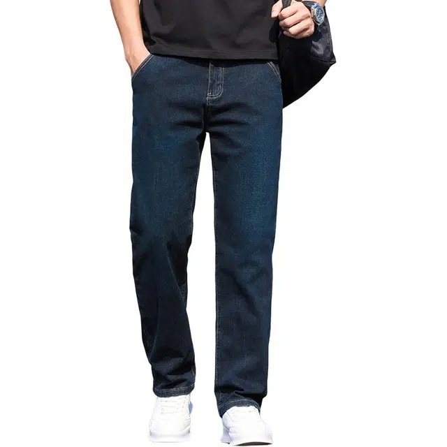 么宁 宽松直筒轻商务潮流时尚简约百搭弹力舒适透气耐穿耐磨个性痞帅牛仔裤 男女同款