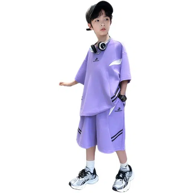 木木兔休闲运动套装 时髦洋气短袖帅气时尚男孩宽松舒适百搭两件套