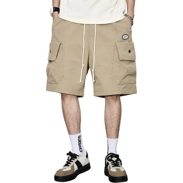 童先森 日系户外夏季纯色休闲裤中腰五分工装短裤 男款