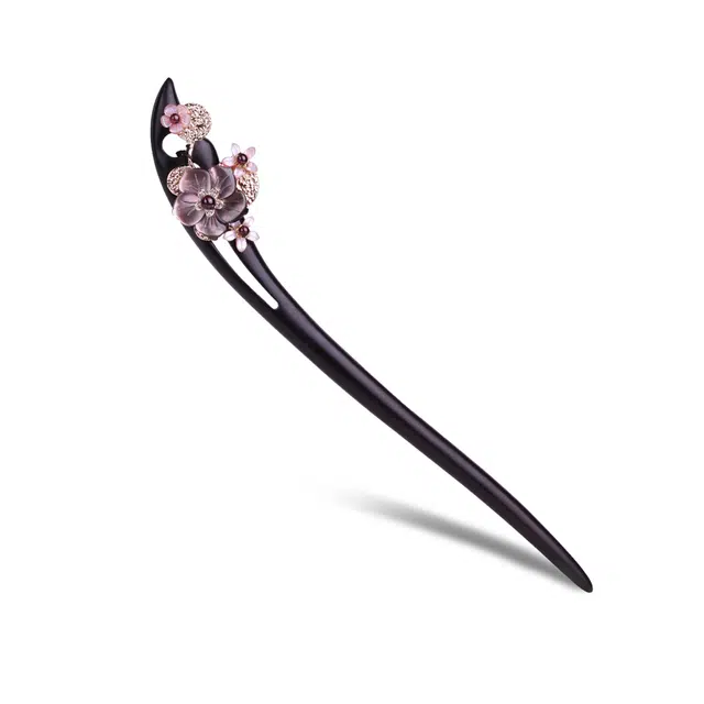 【檀藏贝引 鸿运花随】 凤凰涅磐 盘发神器 国风新中式原创设计款 旗袍汉服搭配#好运 黑檀 发簪 女款