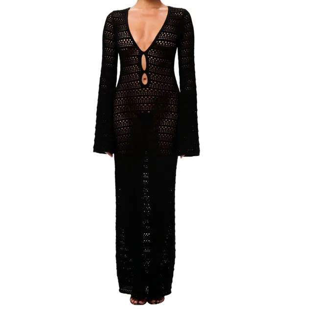 NAKED WARDROBE Crochet Keyhole Maxi Dress Petite