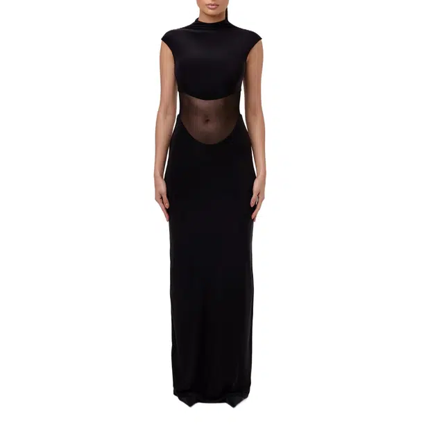 NAKED WARDROBE Mesh Contrast Maxi Dress Hourglass