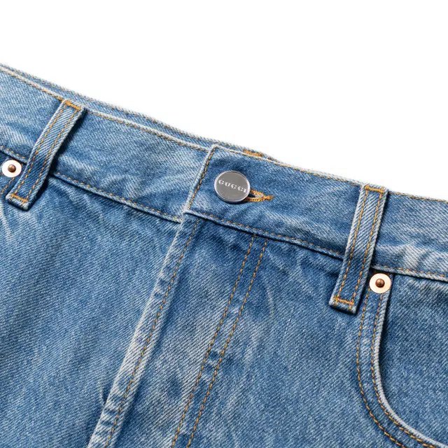 Gucci Logo Mid-Rise Slim Jeans Blue