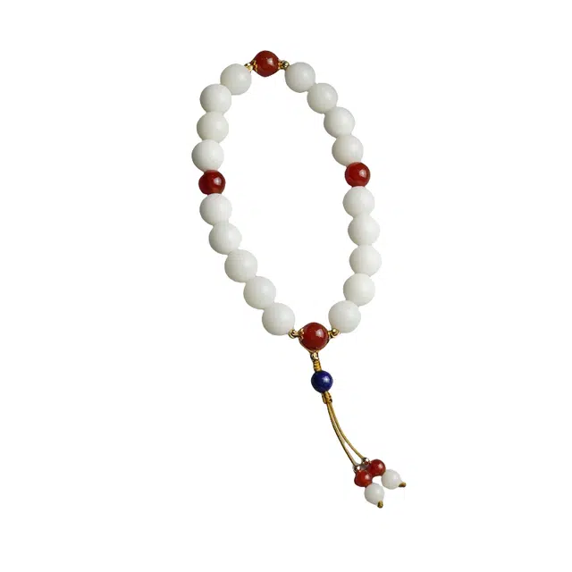 子婳 手持文玩玛瑙配饰原籽盘玩佛珠招财转运珠串时尚简约大气#好运 白玉菩提 手串 女款