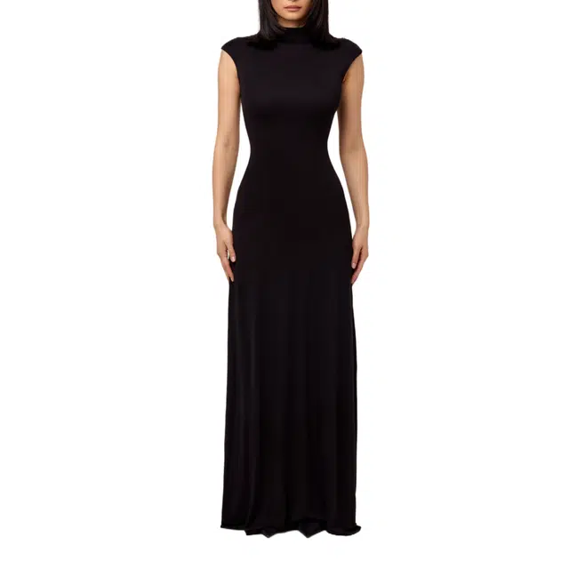 NAKED WARDROBE Modal Cap Sleeve A-Line Maxi Dress